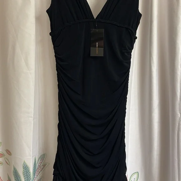 BCBG Maxazria Little Black V Neck Jersey Dress NWT - Picture 5 of 5